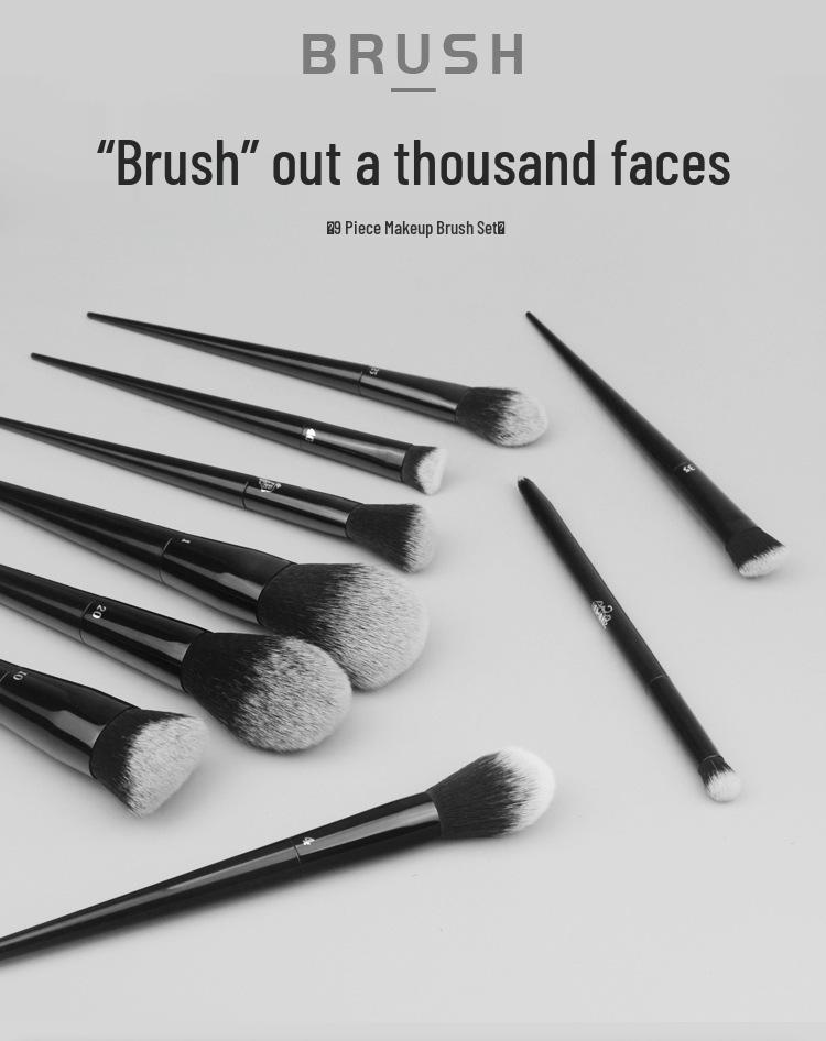 Pointed Tail 9-Piece Makeup Brush Set with Fiber Bristles