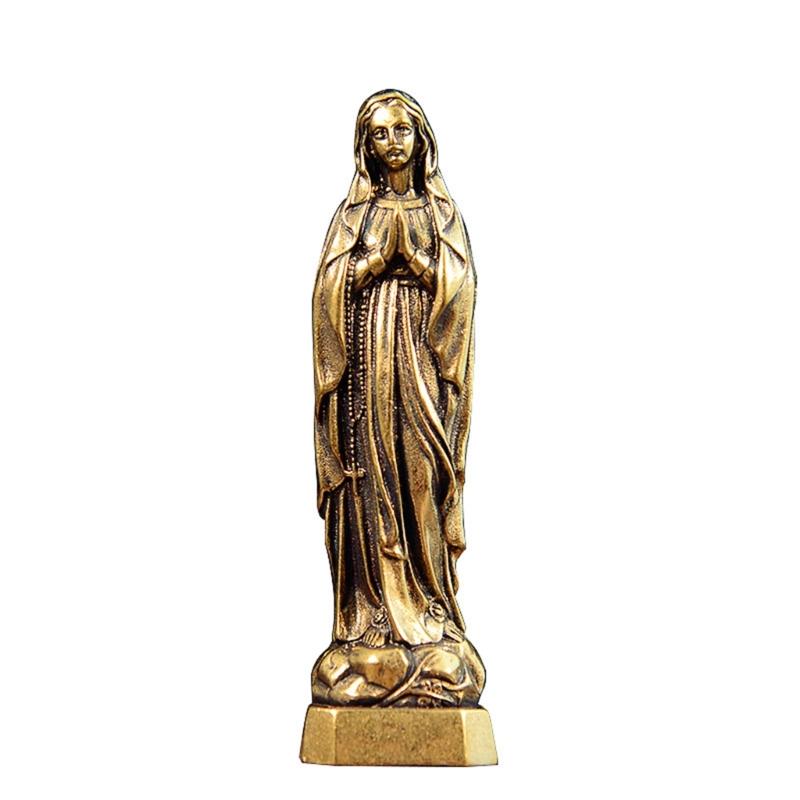 

Elegant Retro Brass Blessed Holy Mother Miniature Statue Pendants for Spiritual Believers and Unique Interior Decoration 1
