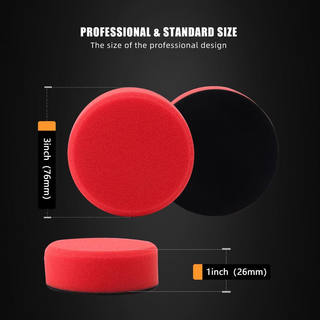 3 Inch Polishing Pad, SPTA 8Pcs Car Wax Applicator Pads With Handle And Towel, Hand Foam Pads & Microfiber Pad Kit, Detailing Buffing Pads For Car