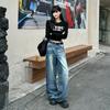 Women's High-Waisted Wide-Leg Retro Jeans - Spring 2025 Slimming Floor-Length Style