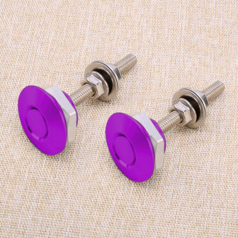 2pcs 25mm Universal Car Push Button Quick Release Hood Bonnet P Lock Clip Bumper Latch Purple