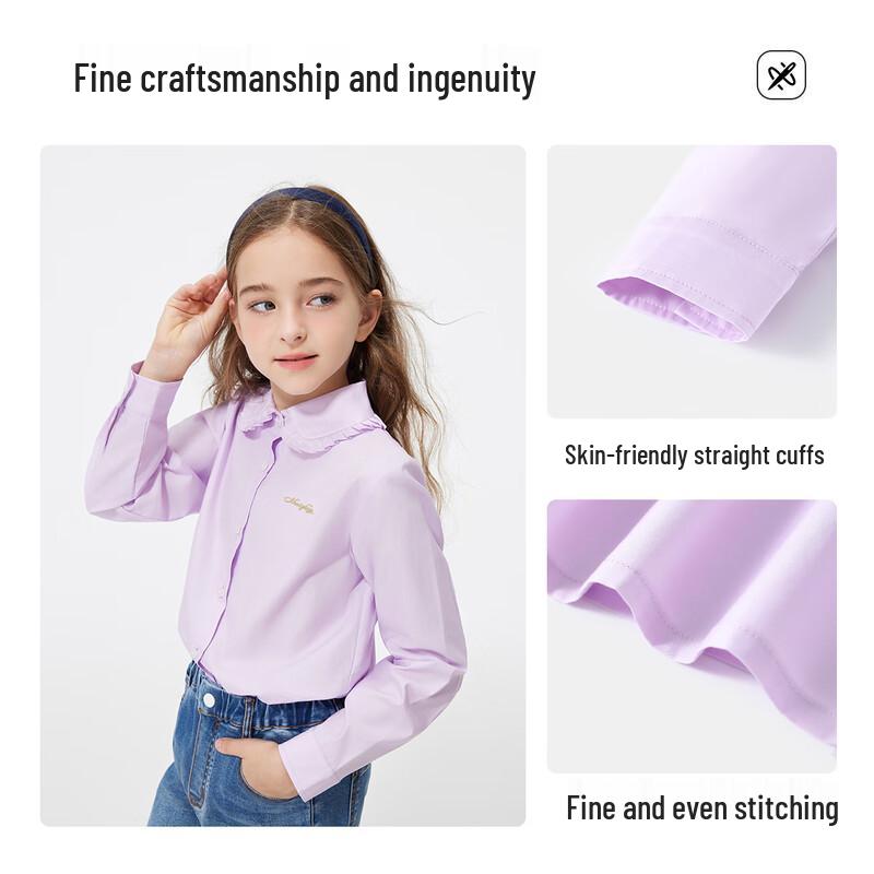 Navigare Girls' Ruffled Collar Cotton Shirt