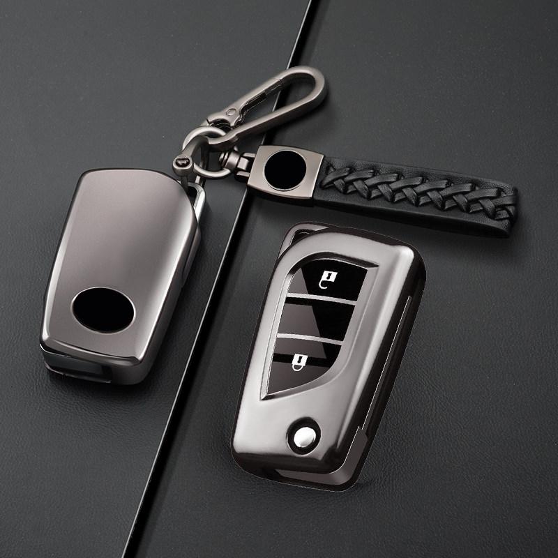 Metallic Gray Tpu For Toyota Camry Levin Corolla Reiz Highlander 2 3 Button Flip Folding Remote Car Key Case Cover Fob Holder