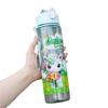 Einfarbige Pony-Wasserflasche 750ML mit Strohhalm Niedliche Cartoon-Wasserbecher für Kinder Camping Trinkflasche