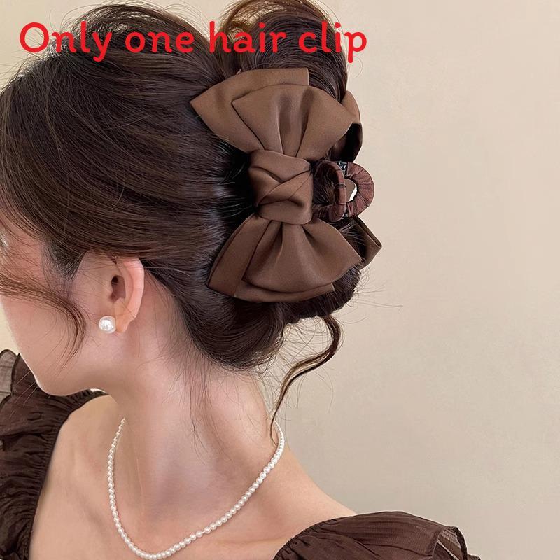 Elegant Satin Bow Hair Clips For Women With Plush Claw Clamp For Daily Use