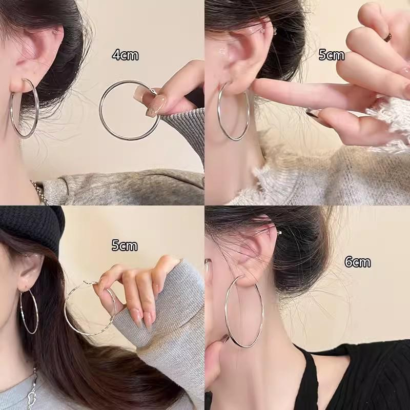 S925 Silver Needle Exaggerated Simple Hoop Earrings: Luxurious, High-End European & American Style for Women