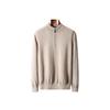 Men's 100% Pure Wool Half-Zip Sweater - Thickened Knit Base Layer for Autumn and Winter