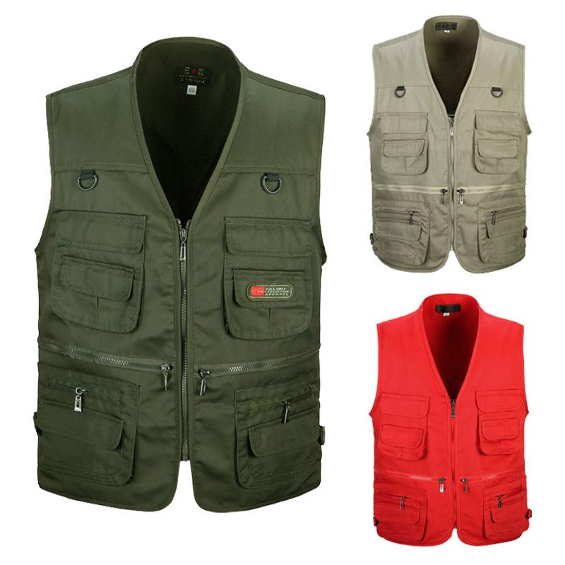 Atmungsaktive Herrenweste mit mehreren Taschen für Angeln und Fotografie - Übergröße, ärmellos, dünner Stil für mittelalte und ältere Männer.