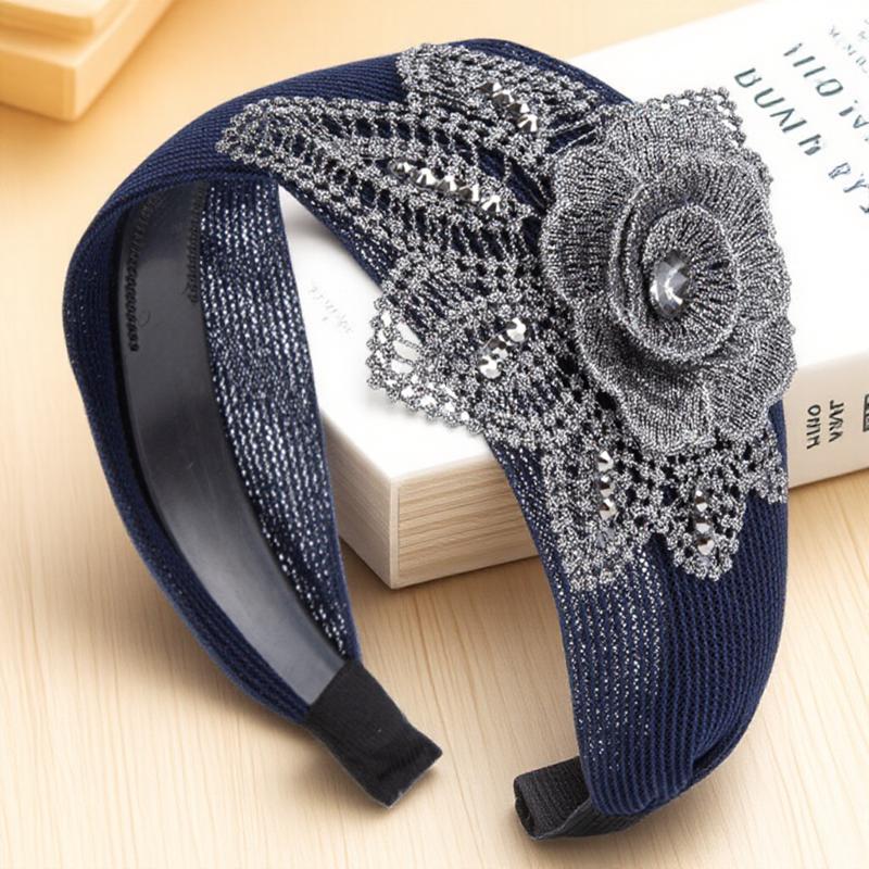 Fashion Big Flower Cotton Print Broad Brim Hair Hoop Breathable Simple Anti-skidding Headband 5 Color Options