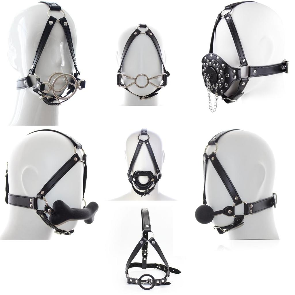 VaHppy Gag Máscaras Sexo Oral Jogos de Casal Role Play Cosplays Rainha Condicionamento Escravo de Cão PU Silicone Ossos de Cão Bolas de Sucção Argola O Bondage