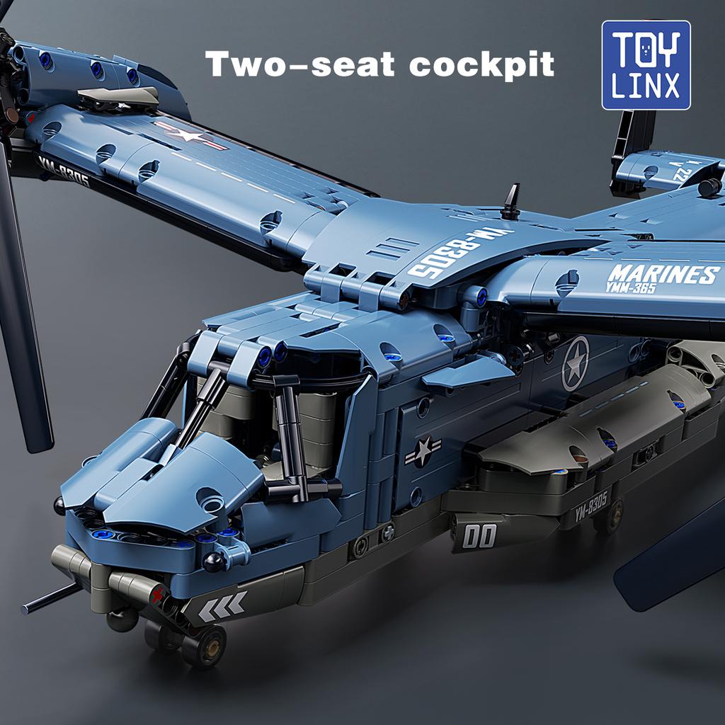 TOYLINX 1486PCS Puzzle Fish Eagle Fighter Jet Bricks Building Blocks Education Toys Birthday Gifts Christmas Gifts for Kids