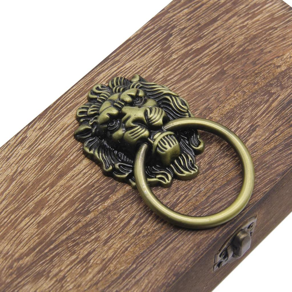 4 Pcs Vintage Lion Head Knobs Pulls Handles Antique Drawer Pull Ring Single Hole Decorative Hardware with Screws for Furniture Cabinet Cupboard Hand
