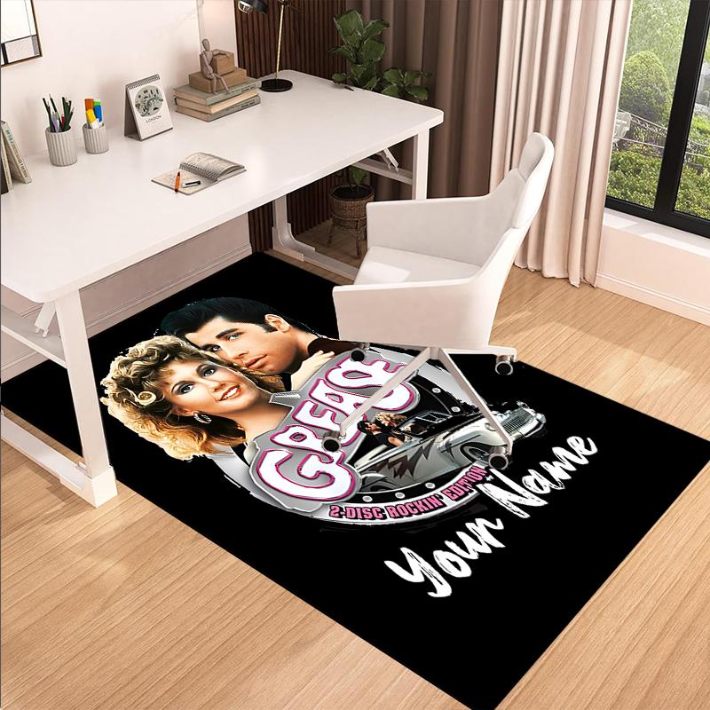 Custom Name Grease Printed Carpet, for Office Chair Living Room Bedroom Kitchen Room Decor Gifts.