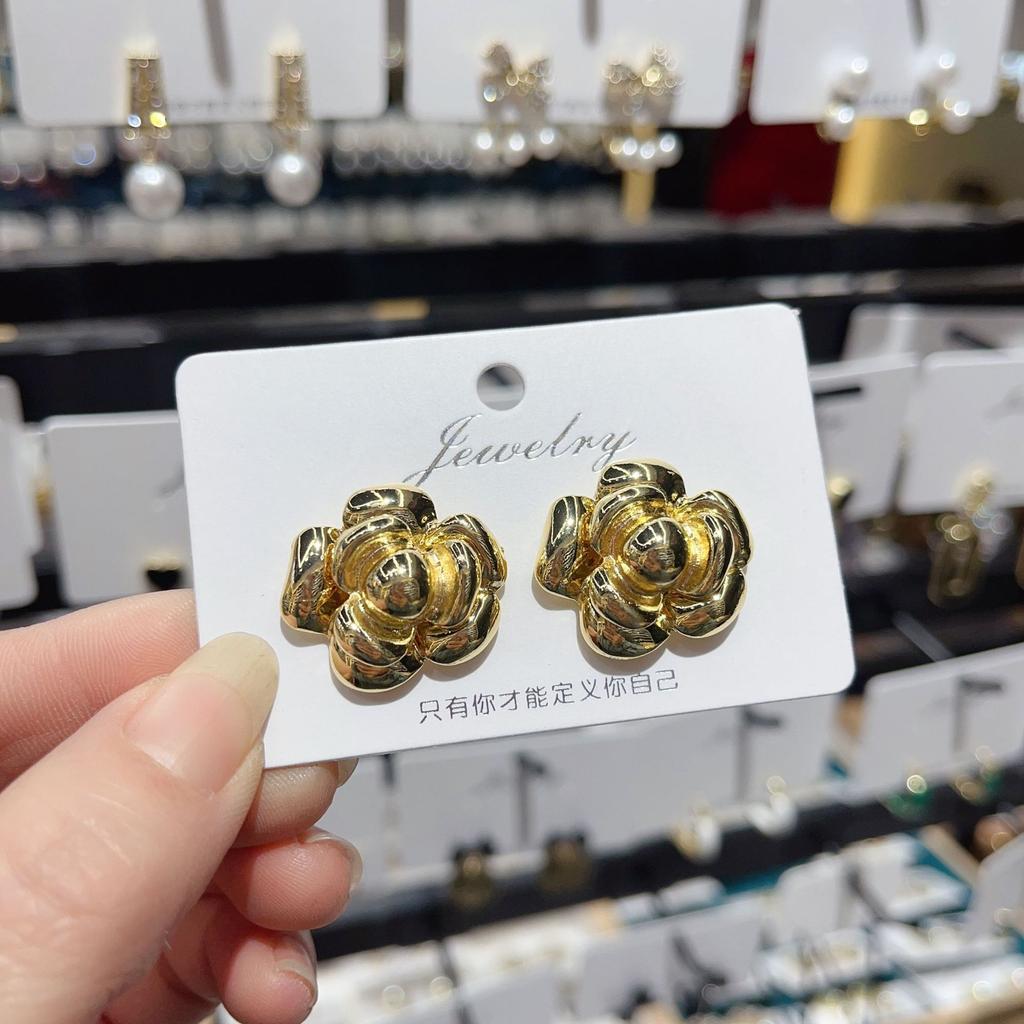 925 Silver Needle Temperament High-end Full Diamond Pearl Earrings Women's ins Wind Geometric Earrings Korean Light Luxury Earrings