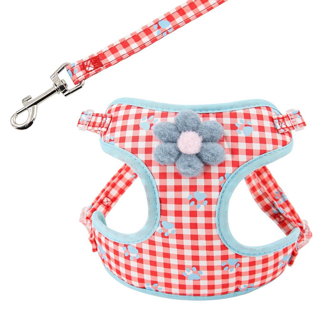 Vest Type Dog Harness Leash Set Soft Mesh No-Pull Dog Harness Leash Pet Walking Supplies L красный