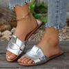 2025 New Summer Solid Color Flat Sandals 2025 Open Toe Outdoor Slippers Beach Women's Shoes Plus Size Zapatos De Mujer Slides
