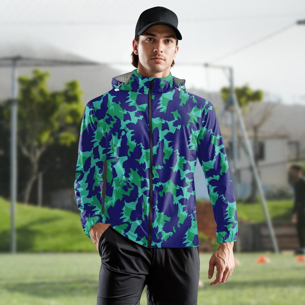 Children's Adult Fashion Printed Hooded Training Windproof Rainproof Sunscreen Sports Jacket Running Fitness Quick Dry Jacket