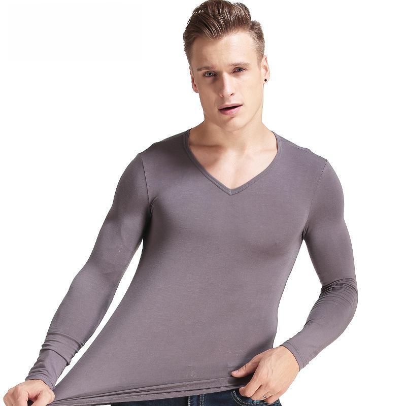 Herren Slim Fit Langarm Thermische V-Ausschnitt und Rundhals Tops