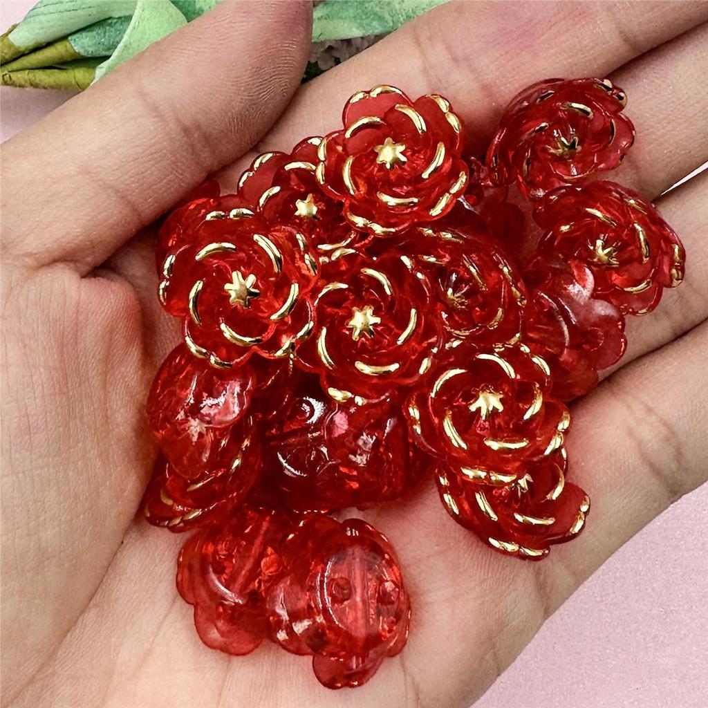100pcs Handmade Flower-Shaped Acrylic DIY Beads In Multiple Colors (20 Pieces) for Jewelry Making