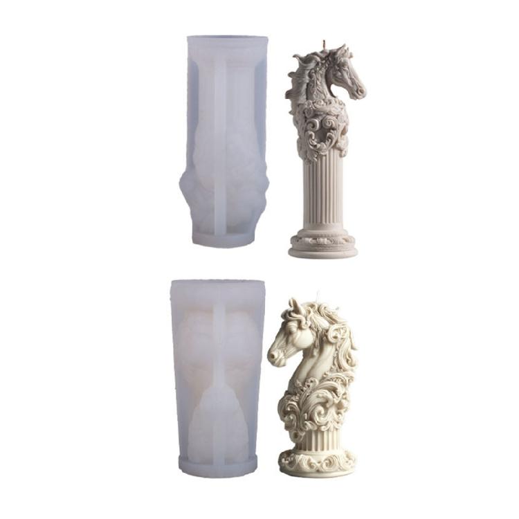 Artistics Roman Pillar Candle Making Mould Silicone Horse Head Embossing Set For Scented Candle Home Decoration