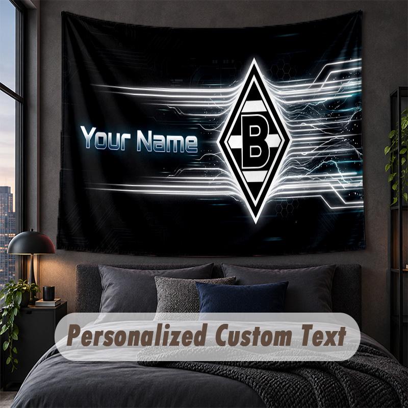 Custom Name Text Tapestry,Borussia Mönchengladbach Decorative Wall Hanging, Background Tapestry For Home Bedroom