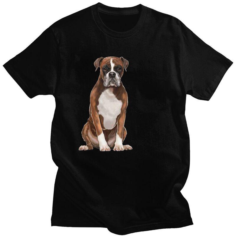 Custom Boxer Dog T Shirts Men Pure Cotton Tees Tshirt Short Sleeve Tshirt Clothing