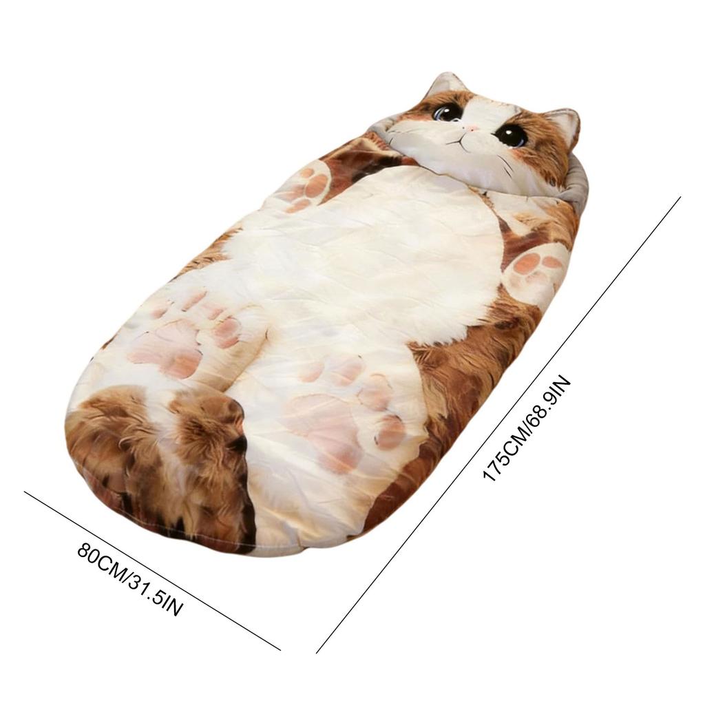 Large Sleeping Bag Cat Envelope Animal Sleeping Bag Soft Touch Slumber Bag for Adults Camping Sleepovers Travel Home Office