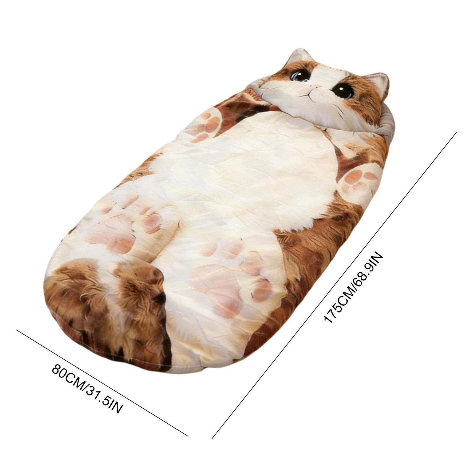 Large Sleeping Bag Cat Envelope Animal Sleeping Bag Soft Touch Slumber Bag for Adults Camping Sleepovers Travel Home Office