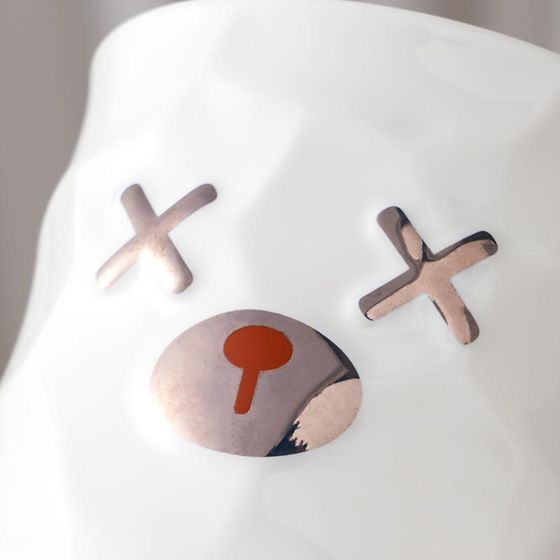 Traje Doméstico Oso Tridimensional con Tapa Cuchara Taza de Cerámica Taza Linda de Dibujos Animados Pequeño Regalo Souvenir Taza de Agua