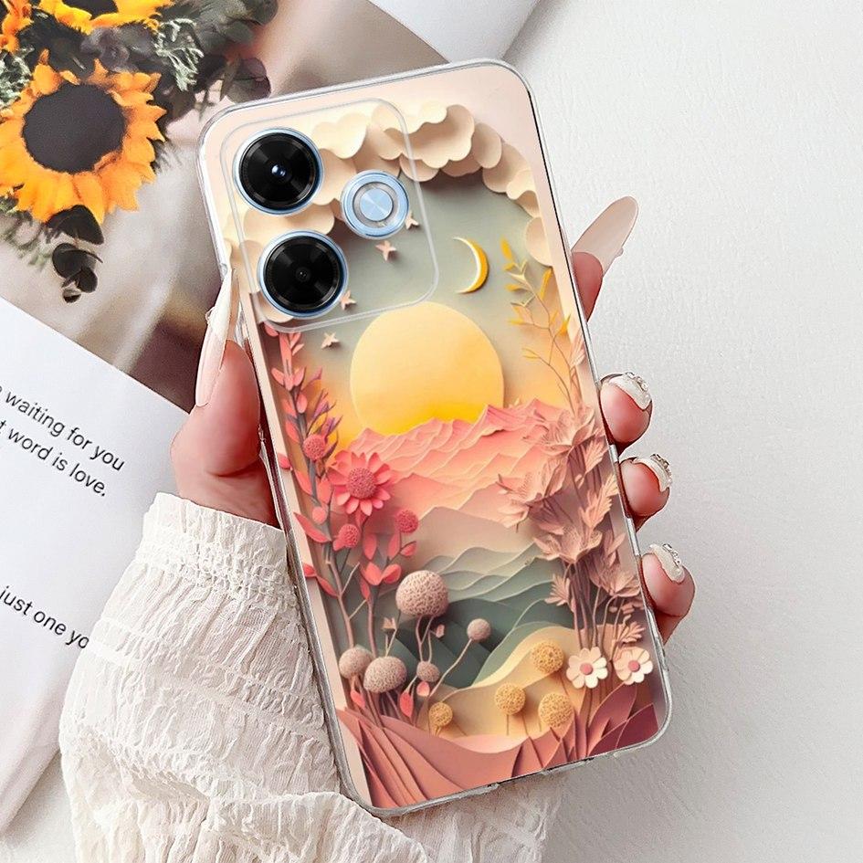 New For Xiaomi Redmi 13x 4G Case Cute Cartoon Panda Machine Flower TPU Soft Silicone Cover For Xiomi Redmi 13X Shockproof Bumper