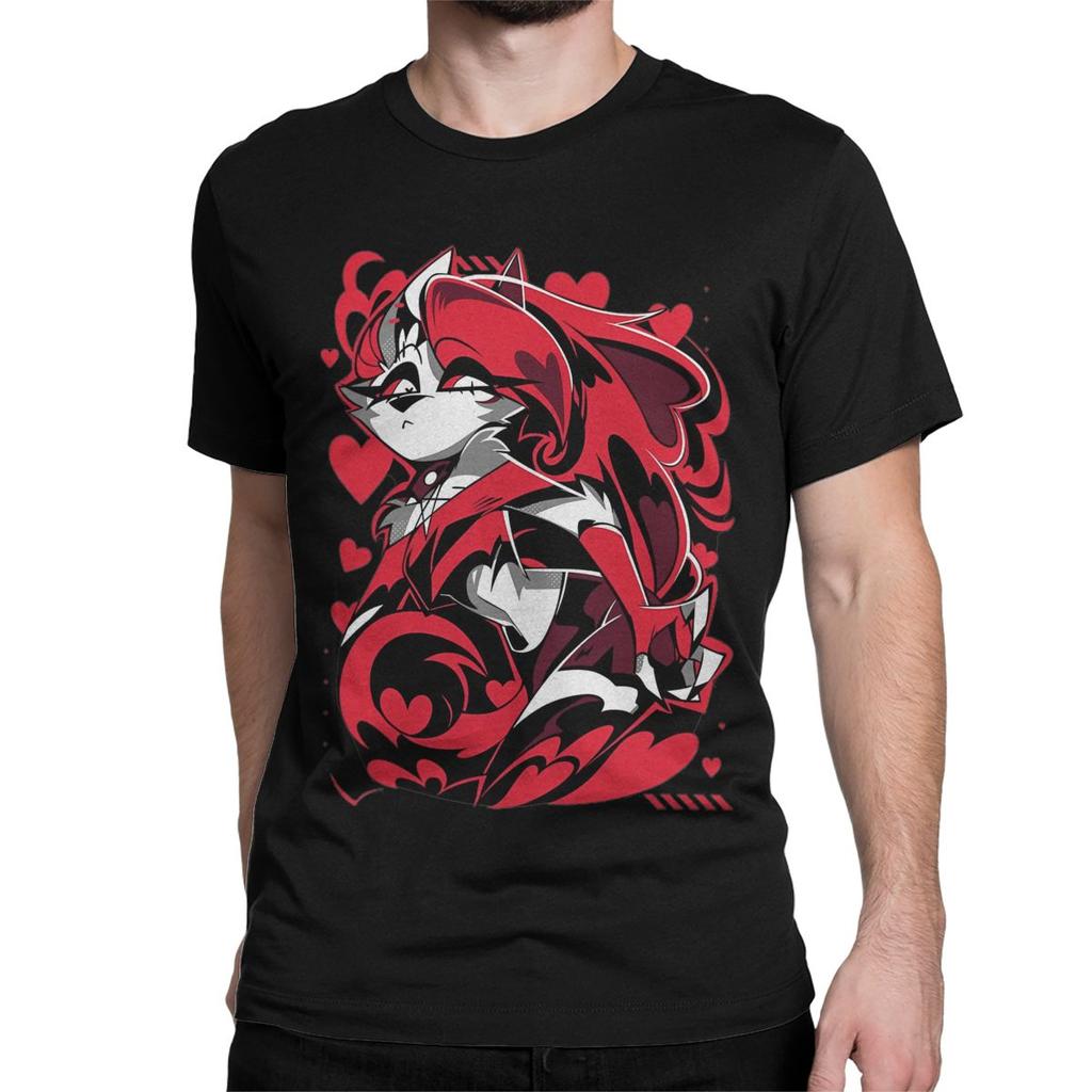 Humorous Cartoon Helluva-Boss T-Shirts for Men Crew Neck Cotton T Shirt Short Sleeve Tee Shirt Unique Tops