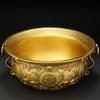 Copper Treasure Bowl Ornament Solid Wood Base Absorb Wealth Living Room Home Decoration Feng Shui Housewarming Opening Gift