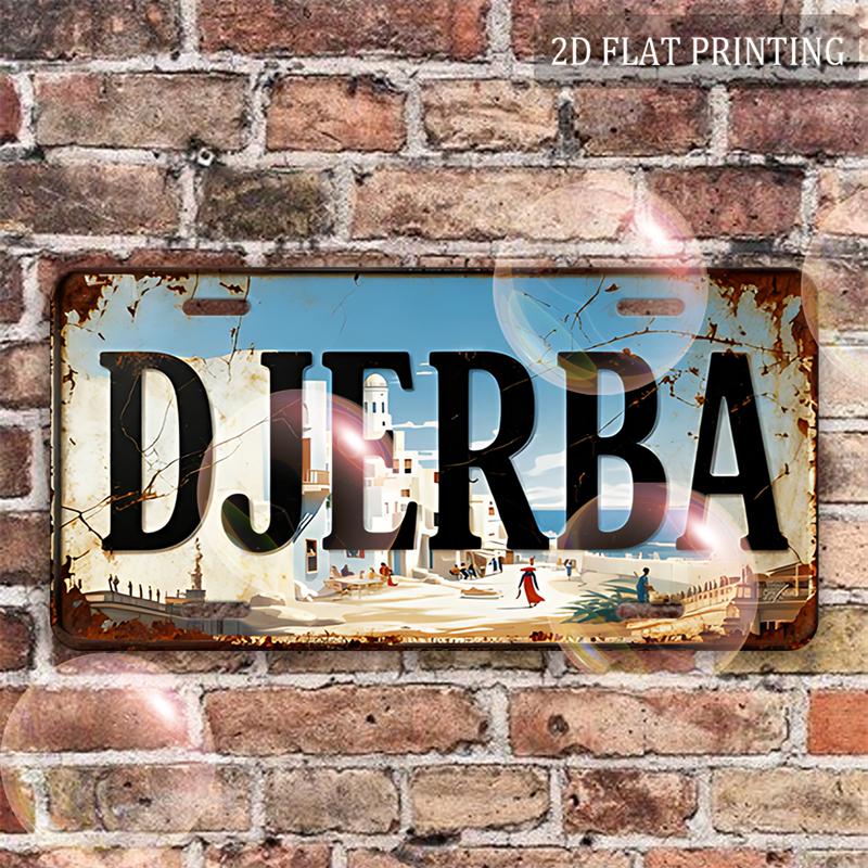 

Djerba Tunisia Coastal Town Vintage License Plate Style Aluminum Metal Sign Retro North African Travel Souvenir Wall Art Decor f 15x30cm(5.9x7.8inch)