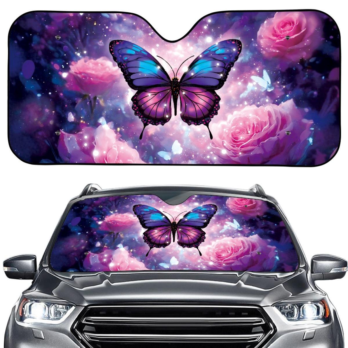 Butterfly Floral Foldable Car Windshield Sunshade - Universal Fit Universal Size