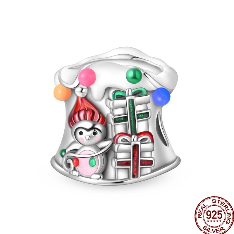 Copper Copper Snowman Gingerbread Santa Claus Ornaments Beads Suitable For 3Mm Original Bracelet Diy Jewelry