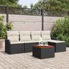 Garden Sofa Set with Cushions 6 pcs Black Poly Rattan