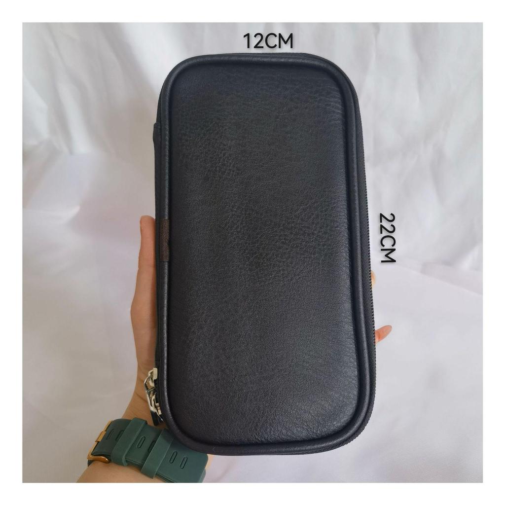 Black Waterproof Double Zipper Makeup Brush Storage Bag - Portable Multifunctional Organizer