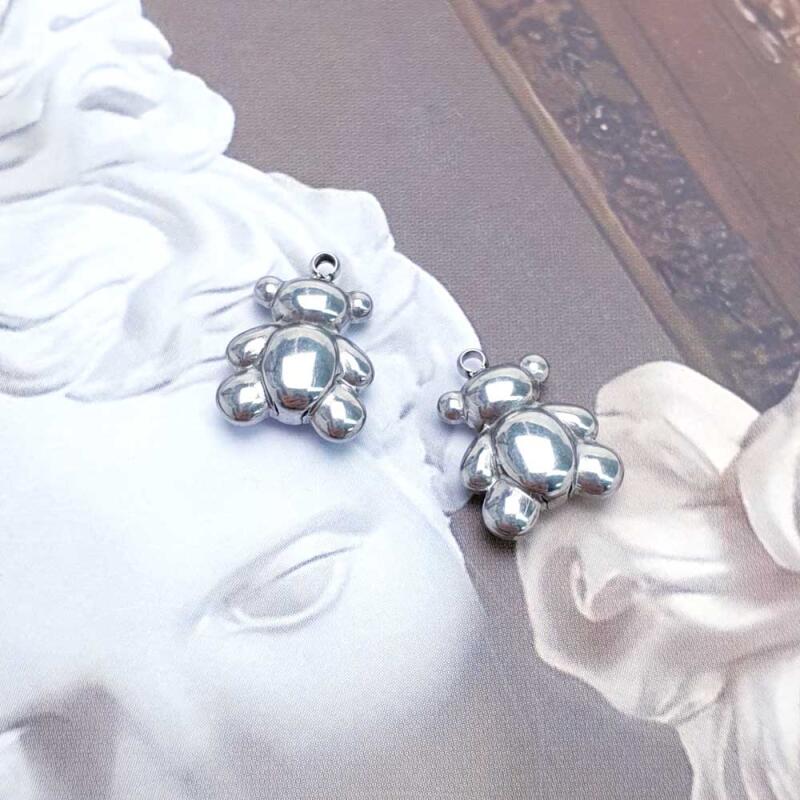 Surgical steel mini bear pendant accessory