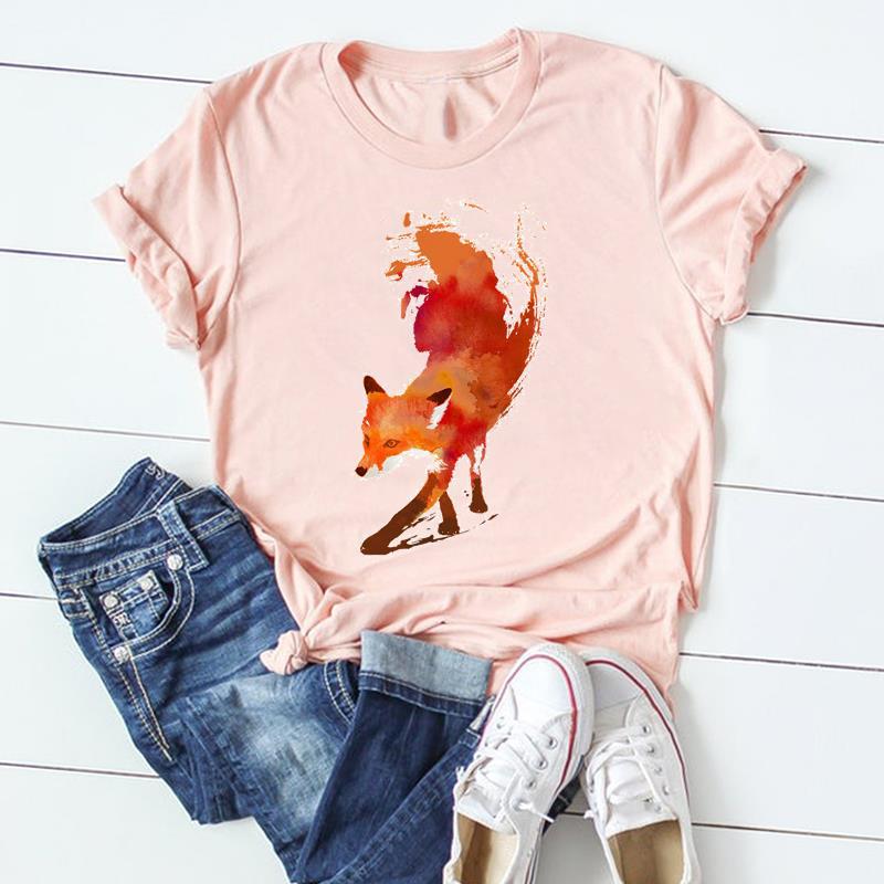 Animal Print Womens Graphic Tshirt Europe And United States Popular Dress Blouse Tops for Ladies Polyester fabric