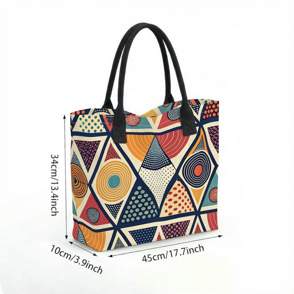  Bohemian Geometric Printed Tote Bag Casual Large Capacity Ladies Daily Shoulder Handbag