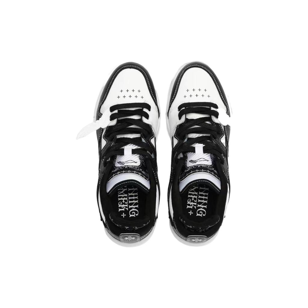 New SMFK x LiNing Wave Pro Coverage Anti Slip And Wear Resistant Low Top Skateboard Shoes Women's Black White AECS086-1