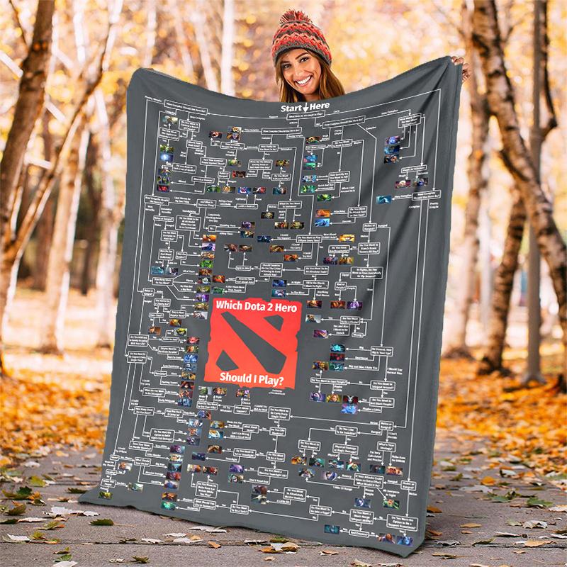 Dota 2 Flannel Blanket Soft Warm All-Season Throw, Design for Camping, Car Travel, Hiking Sofa, Bed, Office Perfect Gift for Parties