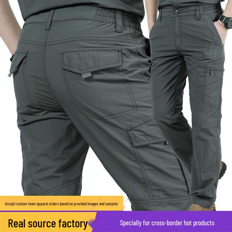 Men's Quick-Drying Waterproof Cargo Pants - Loose Fit, Multi-Pocket, Plus Size, for Hiking and Outdoor Activities