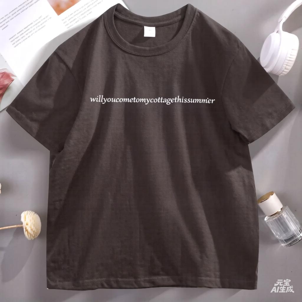 2025 Summer Cottagecore T Shirt Unisex Unisex Casual Round Neck Loose Streetwear Unisex Tee Trendy Fashion Clothing Top