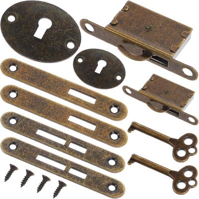2 Sets Zinklegierung Fünf Metallzubehör Unsichtbares Schloss Vintage Dekoratives Schloss für Schmuckschatulle Schrank Schubladenschloss Schlüssel Inklusive