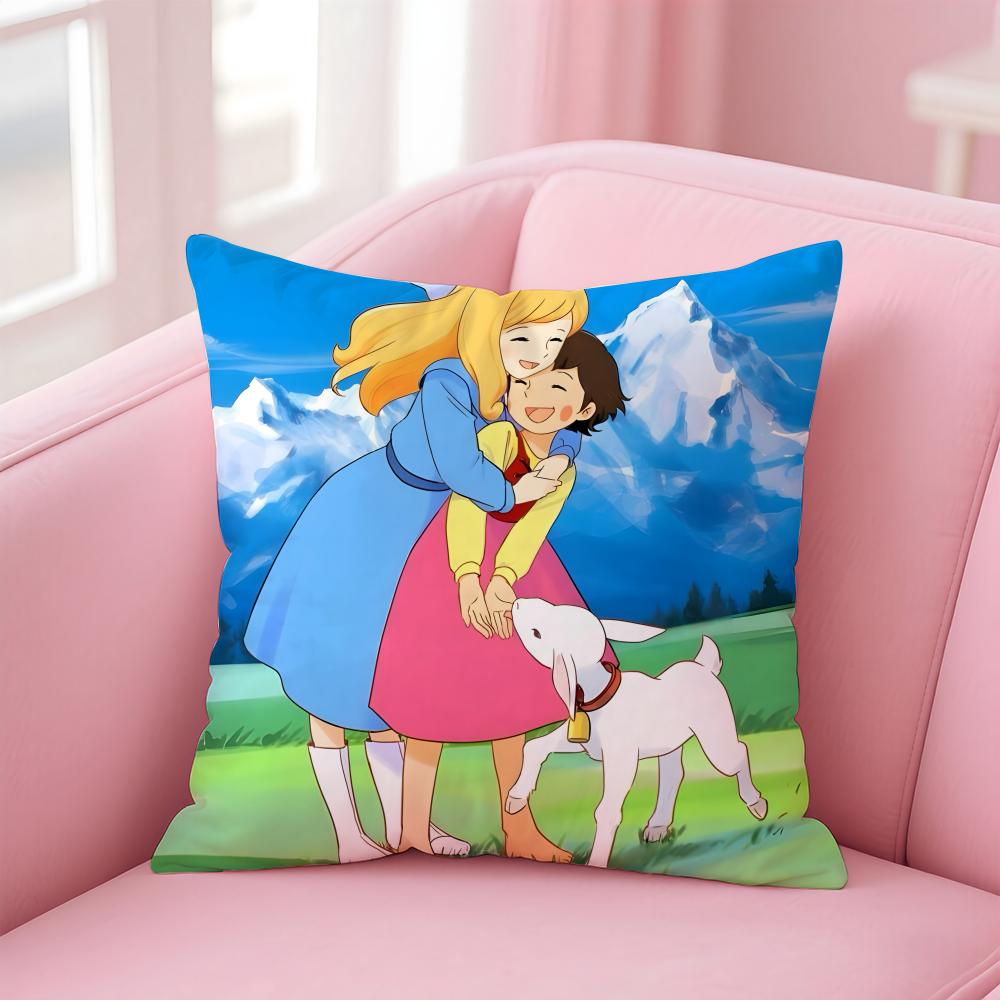 Anime Heidi Una Ragazza Delle Alpi Icone Federa Cuscino Copricuscino in Lino Morbido Decorazione Per Divano Stanza di Casa