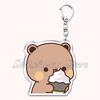 Bubu Dudu Cartoon White and Grey Couple Bears Keychains Ring for Accessories Bag Pendant Key Chain Jewelry Fans Lovers Gifts