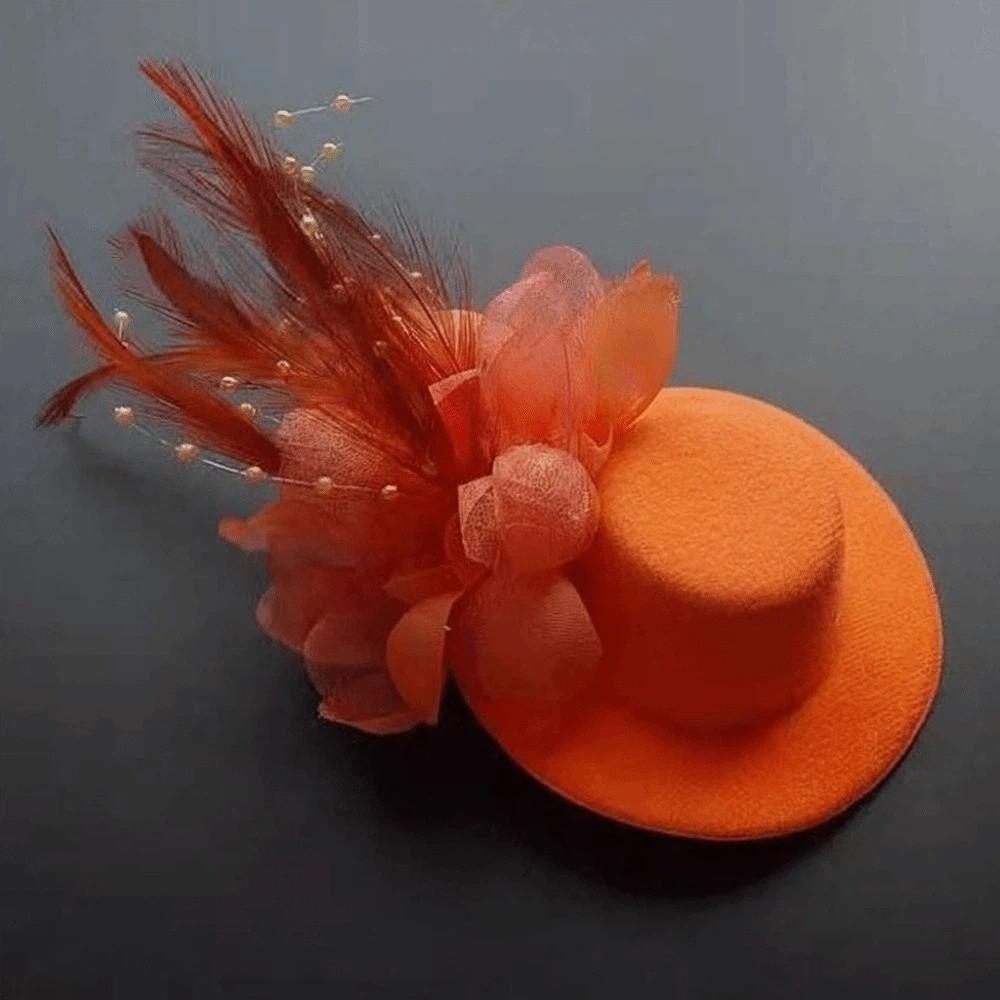 

Solid Color Feather Top Cap Hairpin Exquisite Hair Accessories for Girls Photography оранжевый