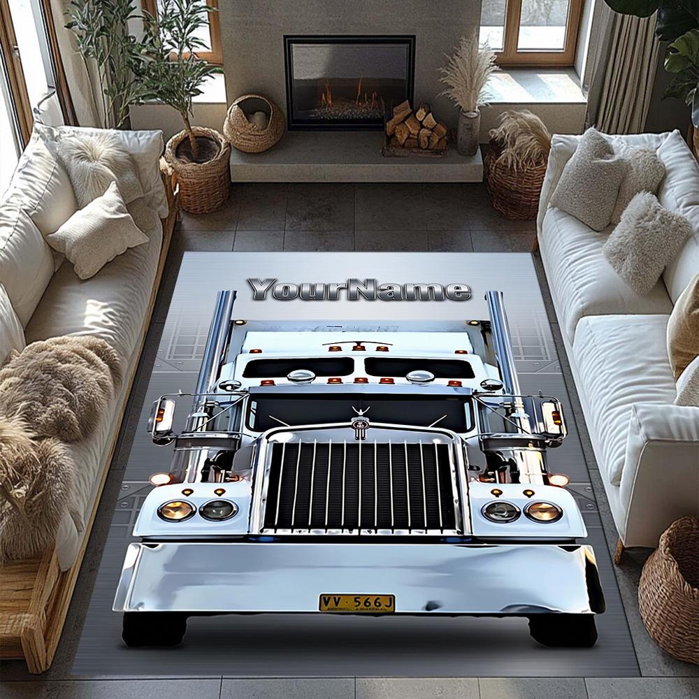 Kw Heavy Trucks Personalized Name Floor Mat Design for Study Room Kitchen Playrooms Decorate Room Antislip Carpet Decorate Offices