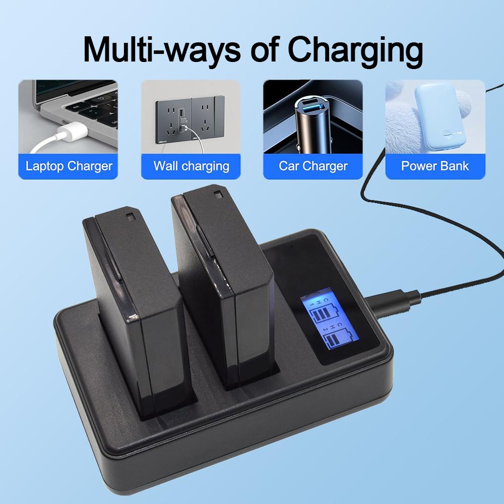LP-E10 Dual-slot Camera Battery Charger Suitable for Canon EOsRebel T3,T5,T6,T7,EOS 1200D,EOS 1300D,EOS 2000D, EOS3000D Etc.